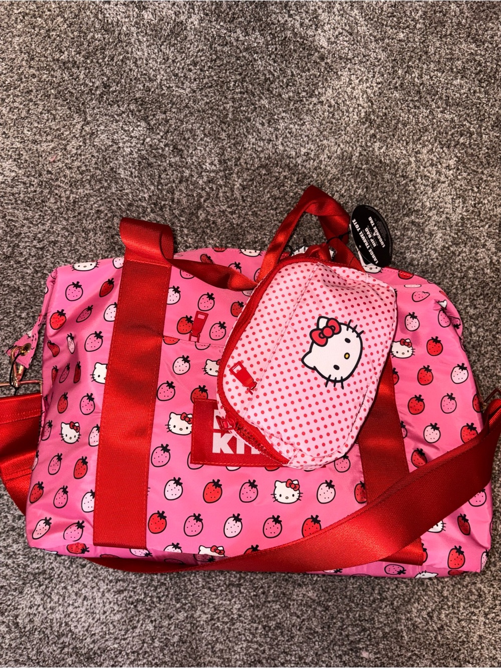 Hello Kitty Duffle Bag with Strawberry Print